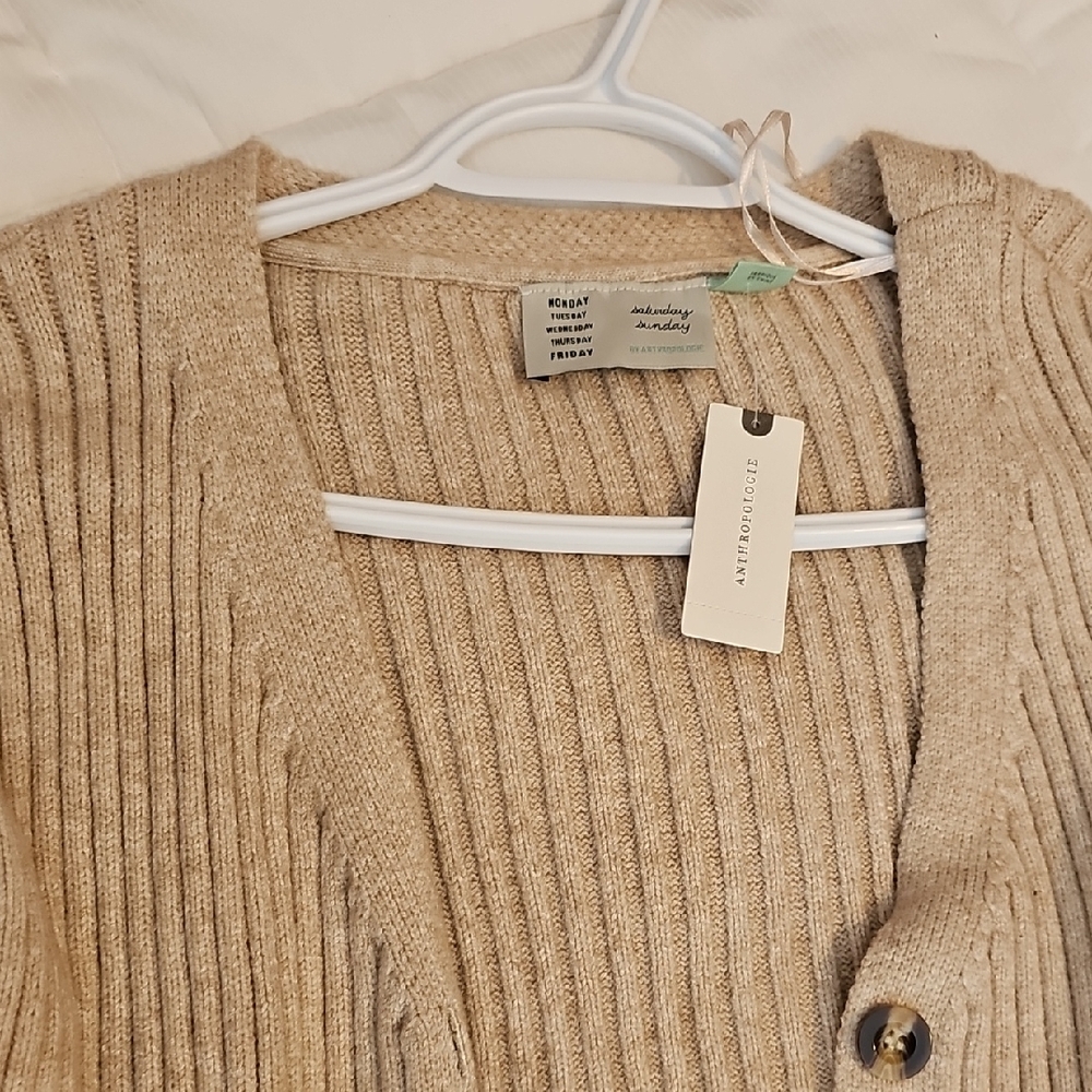 Anthropologie Tan Cardigan Skirt Set New - Picture 5 of 6